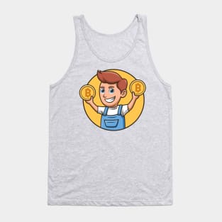 cute boy holding cryptocoins Tank Top